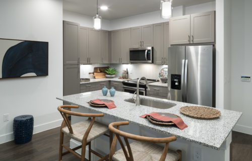 gourmet kitchen with stainless steel appliances at Alexan Garza Ranch - Dive Into Pure Bliss and Style